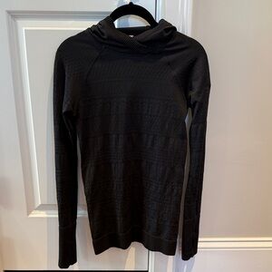Lululemon Athletica Black Hooded Textured Long Sleeve Tee